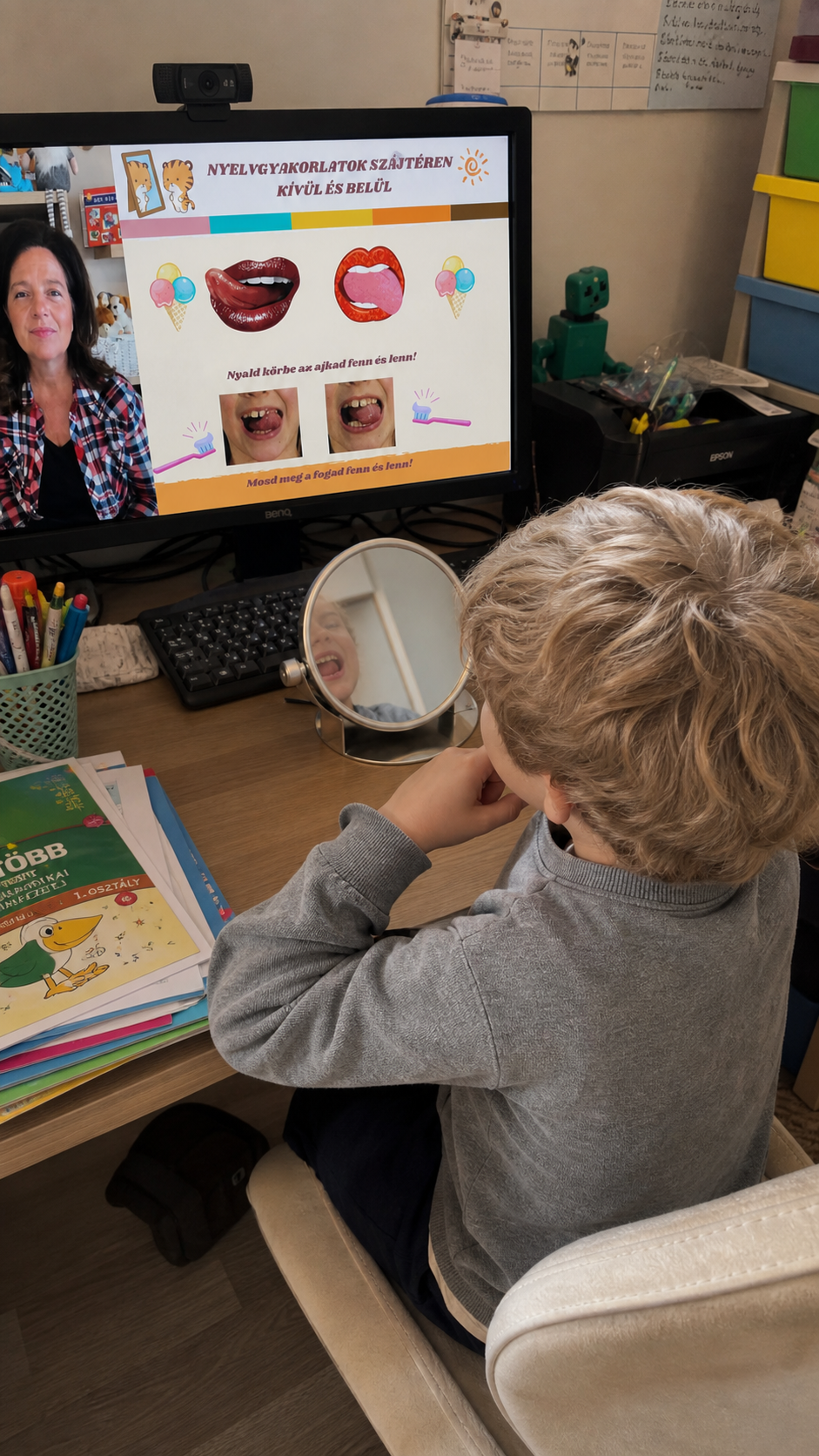 Gyermek otthon gyakorol a LogoSuli platformján
